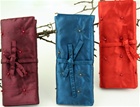Silk Embroidered Jewelry Roll, Keep your jewelry safe and secure at home or on the road