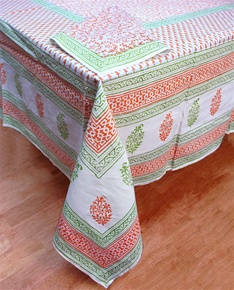 Block Print Sunflower Tablecloth & Napkin Set