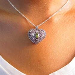 Silver Gemstone Heart Lockets