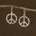 Hammered Silver Peace Sign Earrings, Make a statement with a pair of peace signs