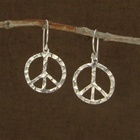 Hammered Silver Peace Sign Earrings, Make a statement with a pair of peace signs