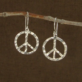 Hammered Silver Peace Sign Earrings, Make a statement with a pair of peace signs