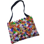 Foil Wrapper Shoulder Bag with Dark Fabric Strap