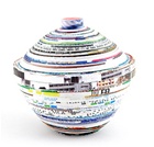 Recycled Magazine Round Bowl with Lid