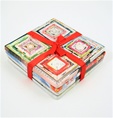 Recycled Magazine Square Coaster with Red Fabric Back- www.globalexchangewholesale.org