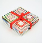 Recycled Magazine Square Coaster with Red Fabric Back- www.globalexchangewholesale.org
